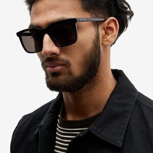 Saint Laurent SL500 001 Sunglasses Black Square Frame, Black Lenses